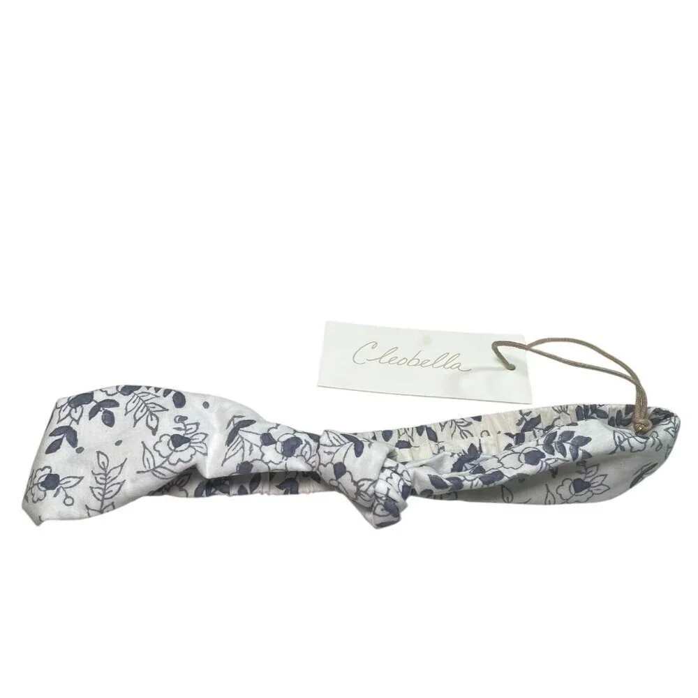 Cleobella Blue White Floral Knot Headband NWT Organic Cotton